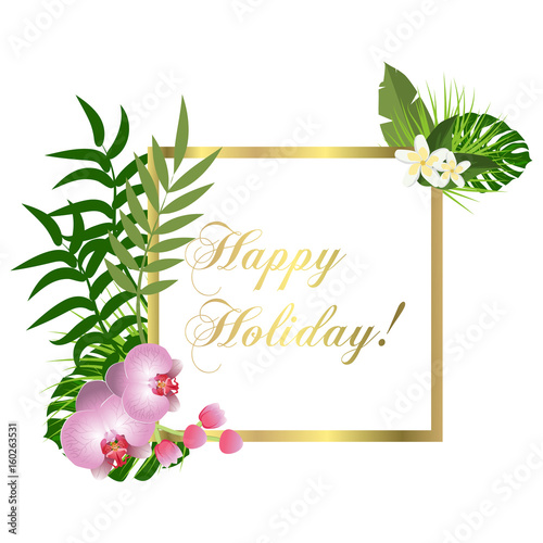 Beautiful vector floral summer background with tropical palm leaves. Perfect for wallpapers, web page backgrounds, surface textures, textile.