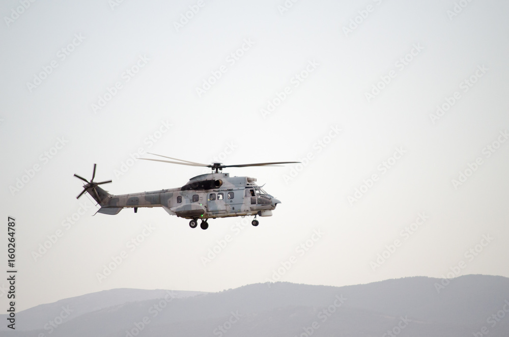 Fototapeta premium Super puma is a long-range passenger transport all-weather helicopter operation helicopter
