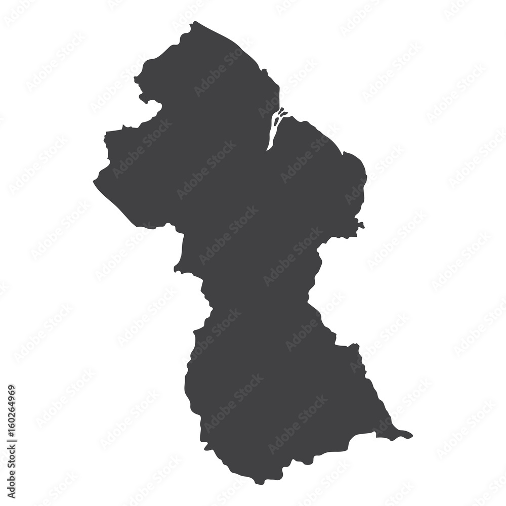 Guyana map in black on a white background. Vector illustration