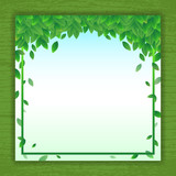 Vector nature background banner with green leaf frame