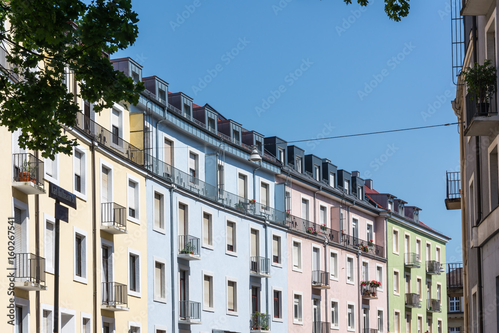 Rainbow Multicolored Houses Typical European Architecture Colors City Residential Buildings