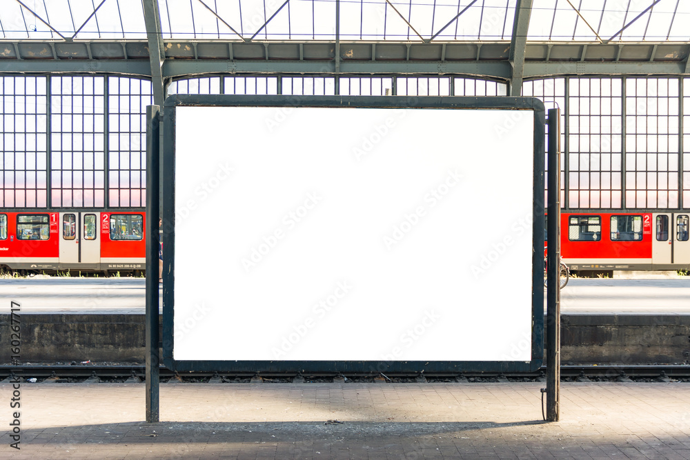 Train Station Billboard Poster Blank White Isolated Template Urban City Environment - obrazy, fototapety, plakaty 