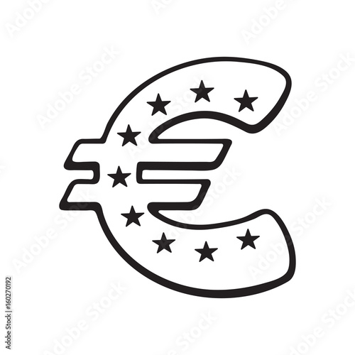 Doodle of euro sign with stars