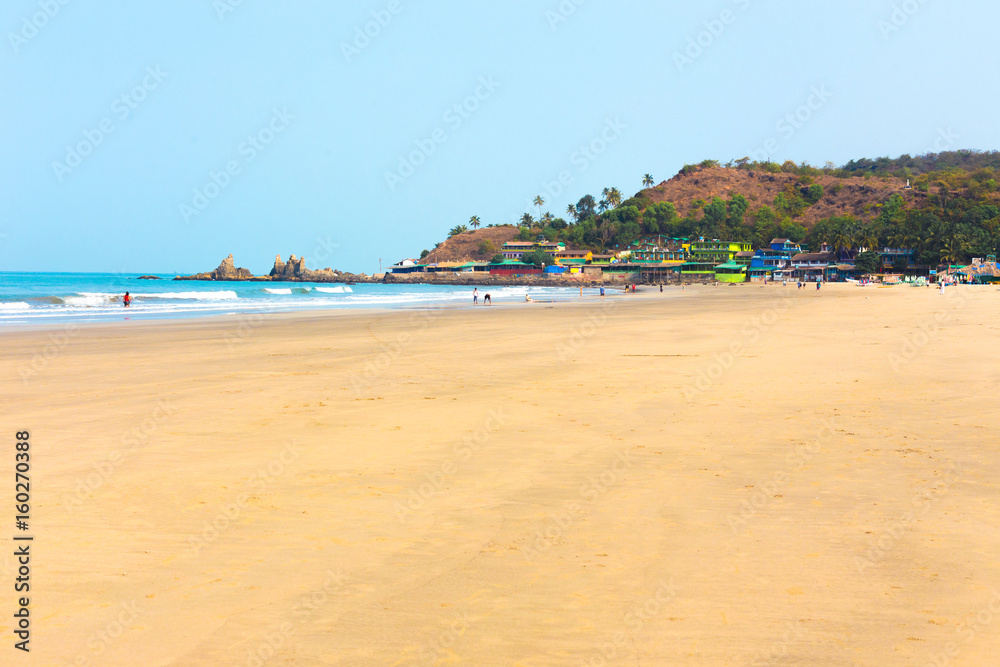 Tropical sandy beach of Arambola, Goa, India.