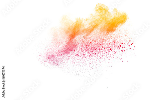 abstract color powder splatted on white background,Freeze motion of color powder exploding © Pattadis
