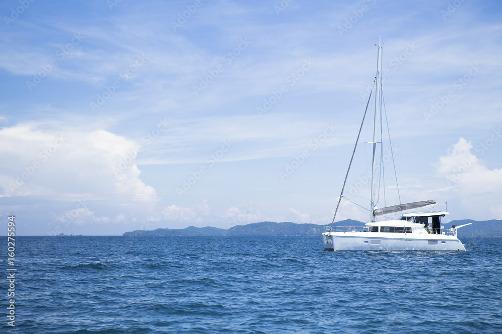 Blue sea with boat.