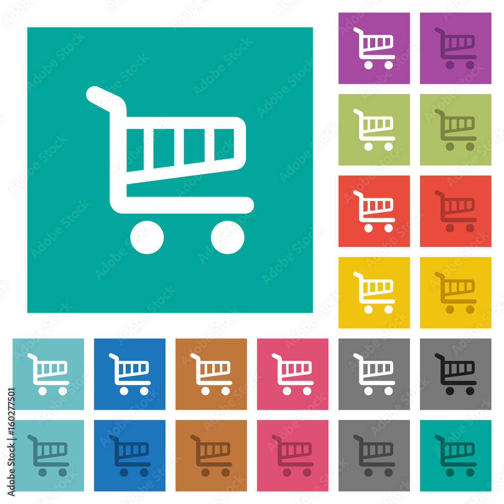 Cart square flat multi colored icons Cart square flat multi colored icons