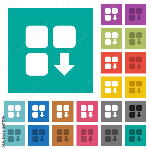Move down component square flat multi colored icons