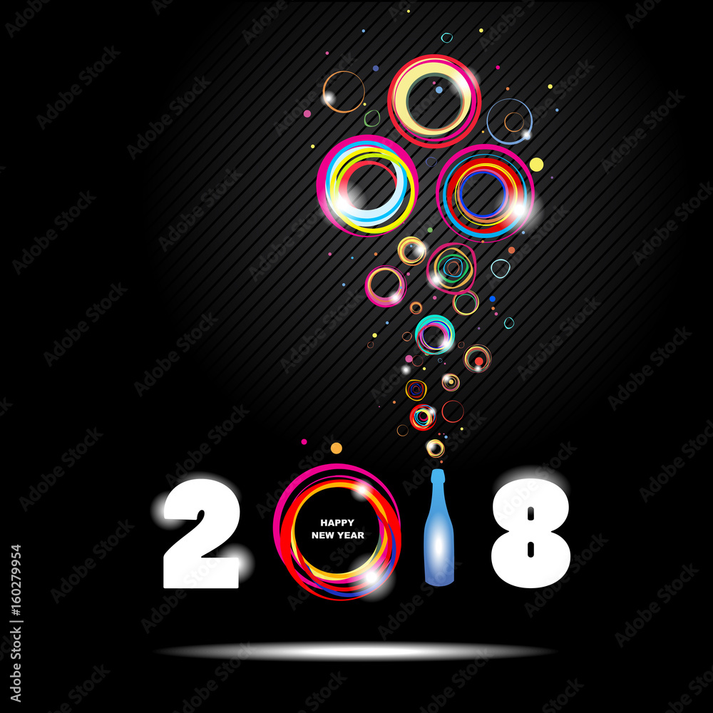 Happy New Year 2018. Abstract poster