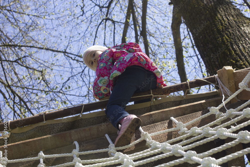 the girl climbs the stairs of rope the girl climbs the stairs of rope