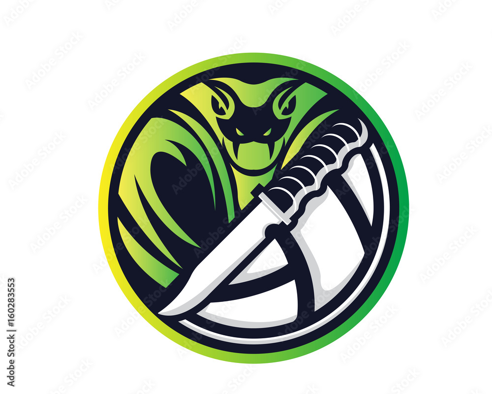 Modern Animal Sports Badge Logo - Cobra Volleyball Team With Knife Symbol  Stock Vector | Adobe Stock