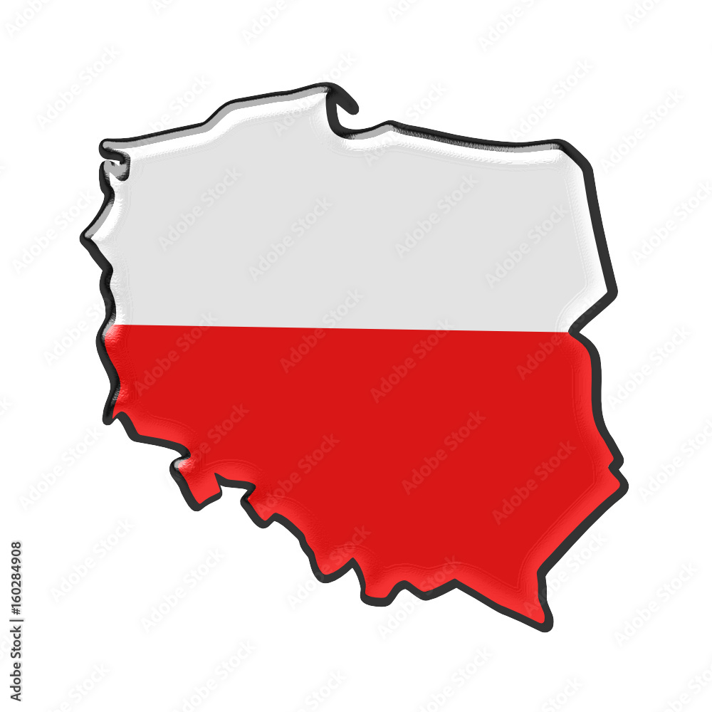 Fototapeta Mapa Polski biało czerwona