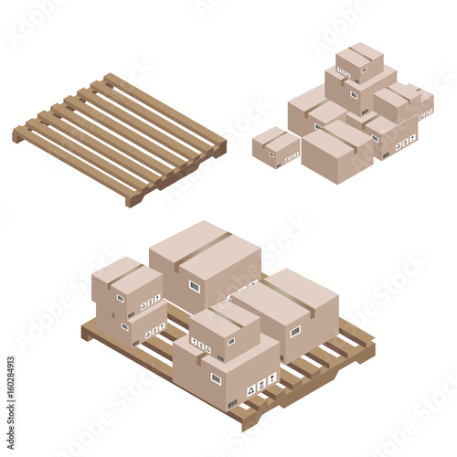 Isometric elements on an isolated background. Vector illustration