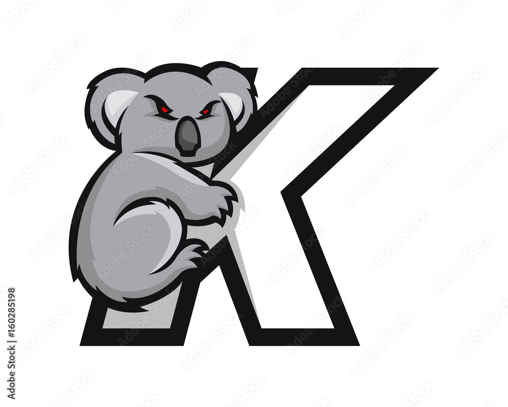Obraz premium Nowoczesne logo sportowe litery alfabetu Koala K