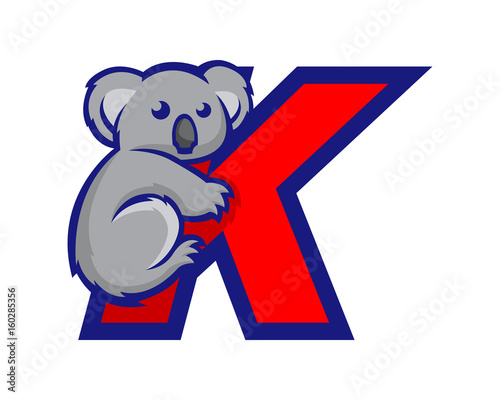 Modern Koala K Letter Alphabet Sports Logo