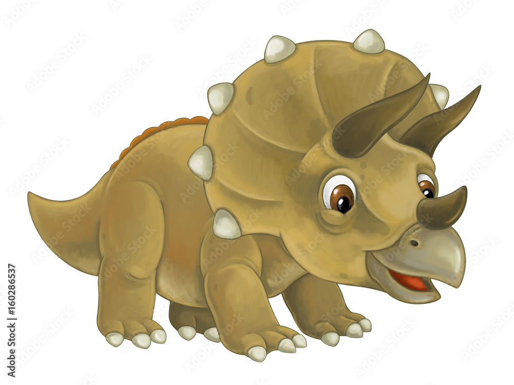 cartoon happy and funny dinosaur dinosaur - triceratops Иллюстрация Stock |  Adobe Stock