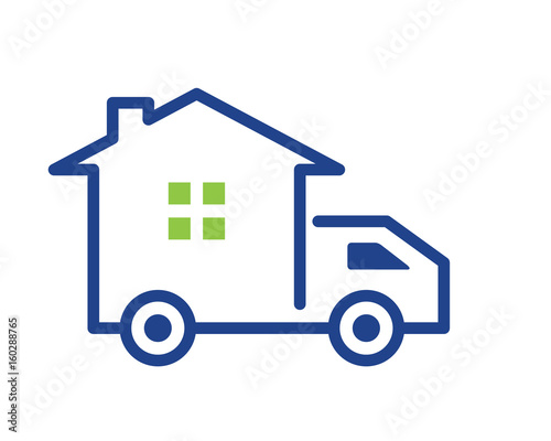 Modern Real Estate Logo - House Mover Symbol © naulicreative