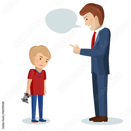 Father scolds his son