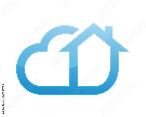 Modern House Real Estate Logo - Cloud Home Technology Symbol