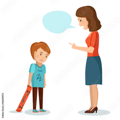 Mother scolds his son
