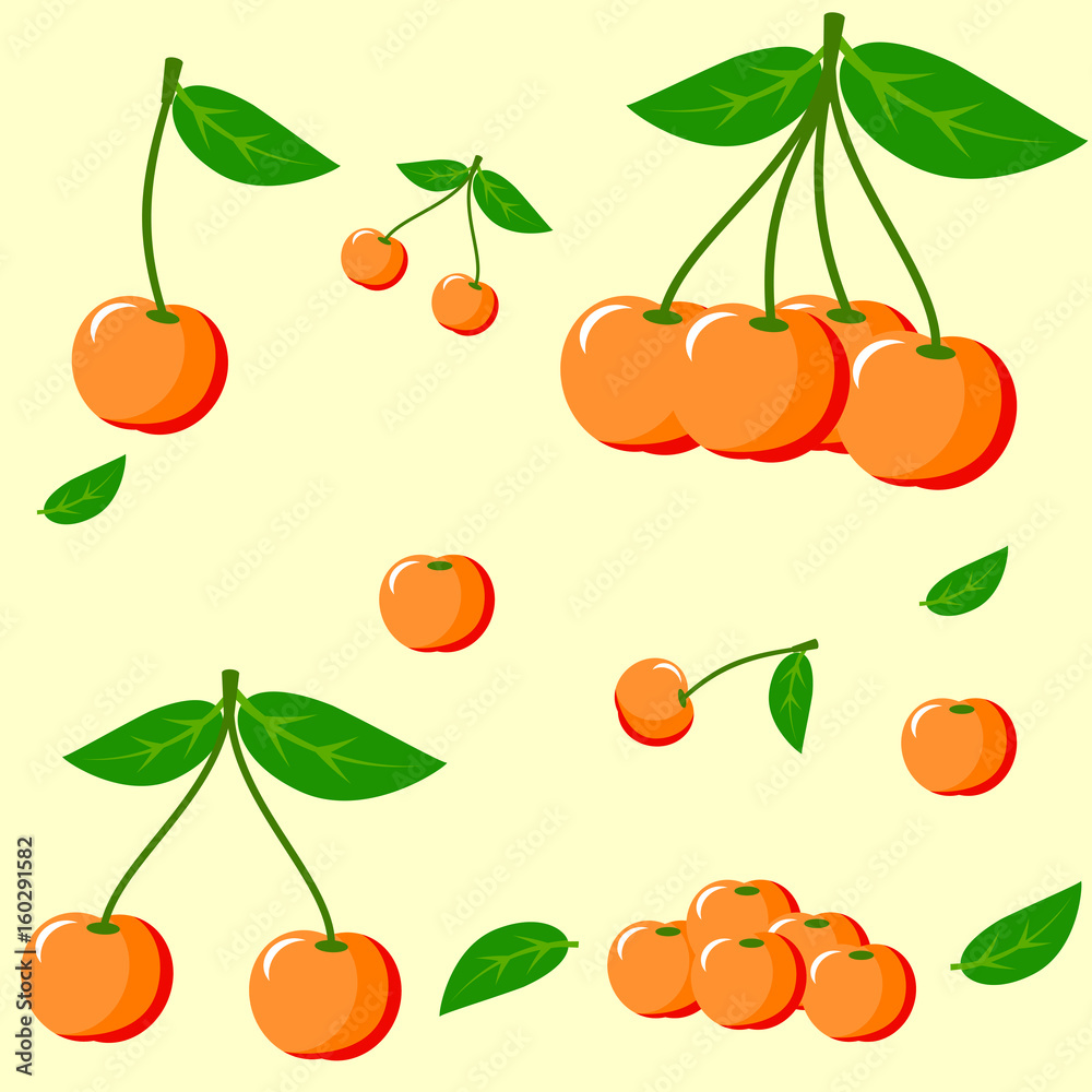 Obraz premium Juicy and sweet cherries of yellow color.