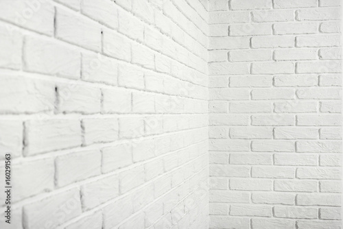 white brick wall with corner  abstract background photo