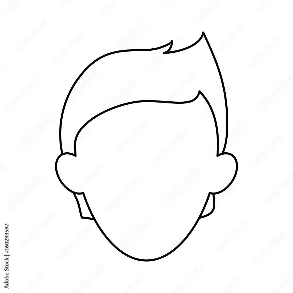 head of faceless young man icon image vector illustration design  black line