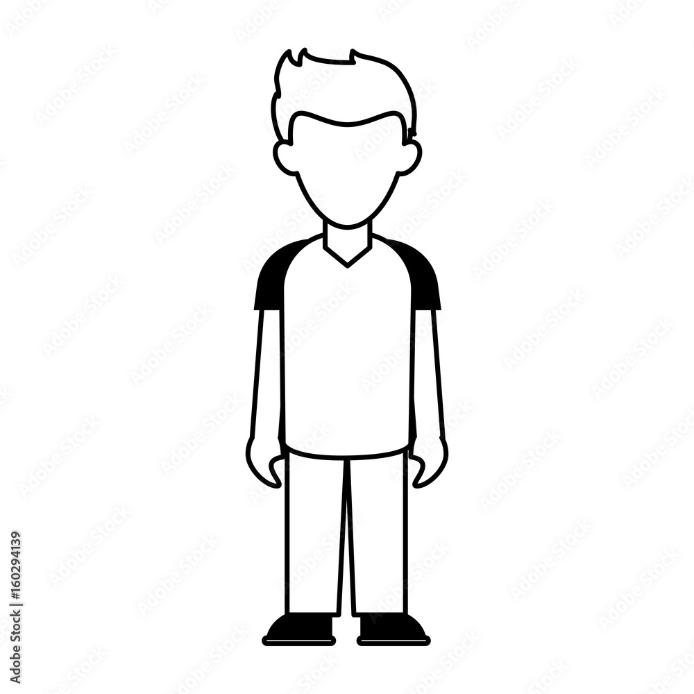 faceless young man in casual outfit icon image vector illustration design black line faceless young man in casual outfit icon image vector illustration design black line