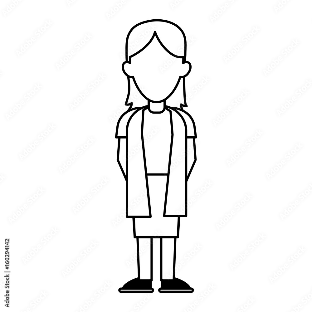 faceless woman in casual outfit icon image vector illustration design black line faceless woman in casual outfit icon image vector illustration design black line