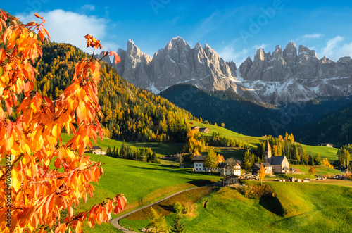 Autumn in the Villnoesstal in the Dolomites photo