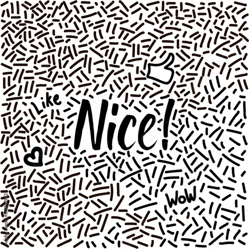 Line-art hand-drawn doodle with modern calligraphy word Nice 