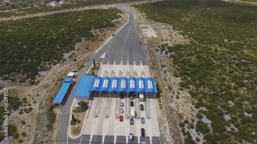 Aerial view of highway with toll road turnpike photo