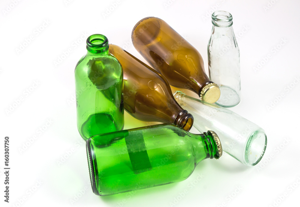 Fototapeta premium Variety of glass bottles isolated on white.