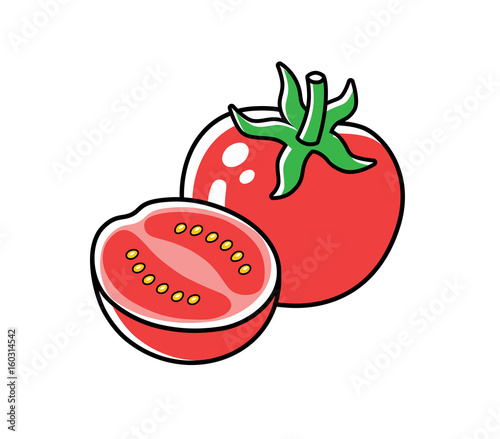 Red tomato with a half isolated.