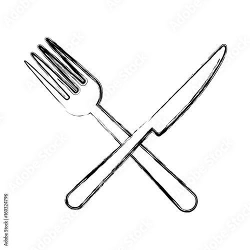fork and knife crossed icon over white background vector illustration