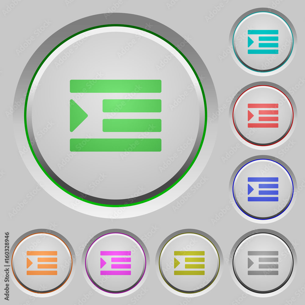 Increase text indentation push buttons Increase text indentation push buttons