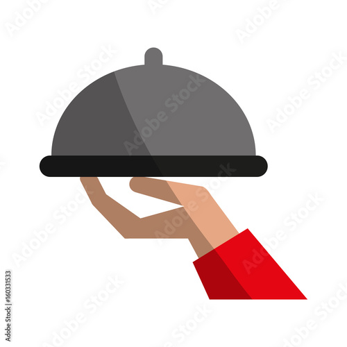 silver covered platter icon image vector illustration design 