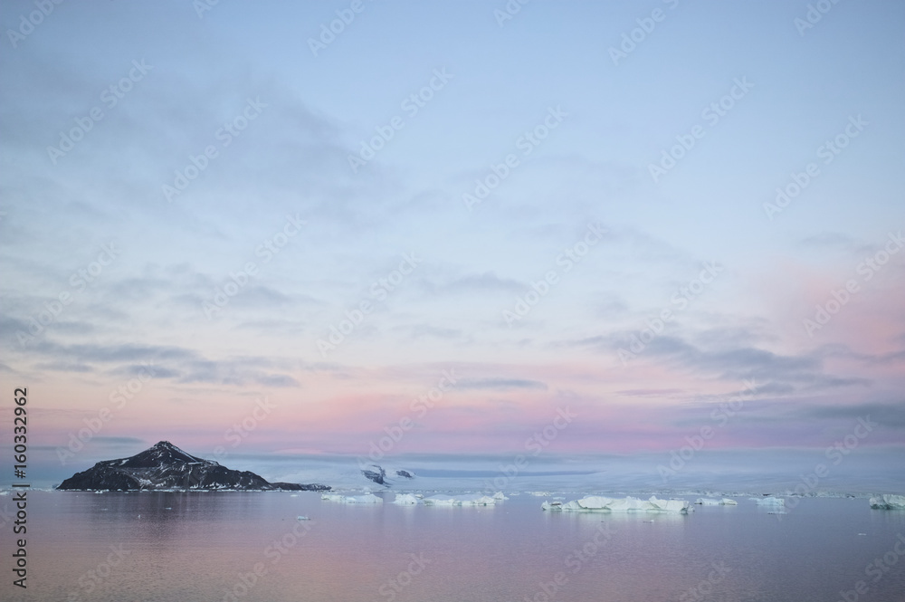 Paulet island at sunrise, Antarctic peninsula