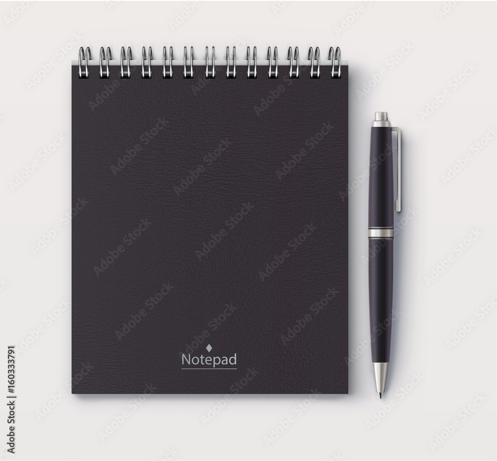 Black faux leather cover notebook