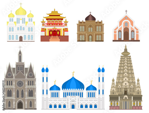 Cathedral church temple traditional building landmark tourism vector illustration
