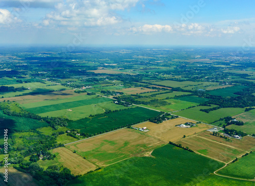 Aerial view at day of agricultural land in Toronto, Ontario, Canada.