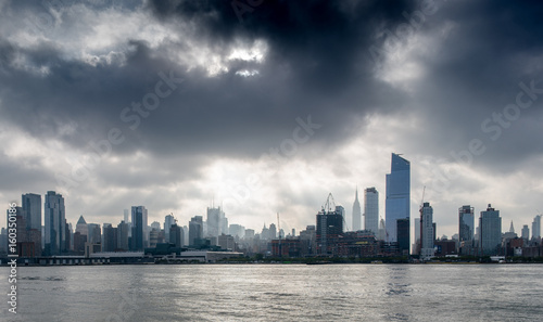 New York city seen from front of boat, New York, USA.