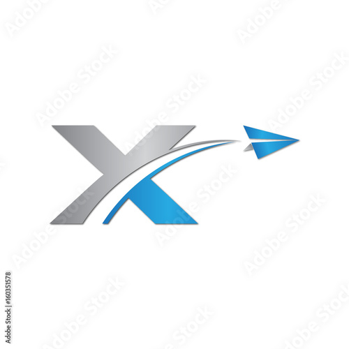 initial letter X logo Origami paper plane