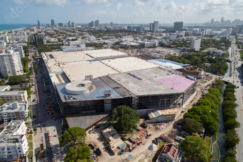 Aerial image of the Miami Beach Convention Center under construction