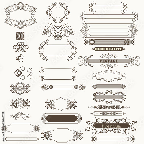 Collection of vector decorative frame and flourishes for design