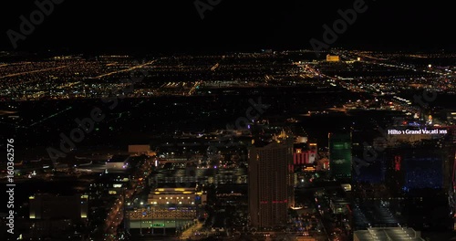 Las Vegas Aerial v44 Flying over main strip area at night with panoramic views 4/17 photo