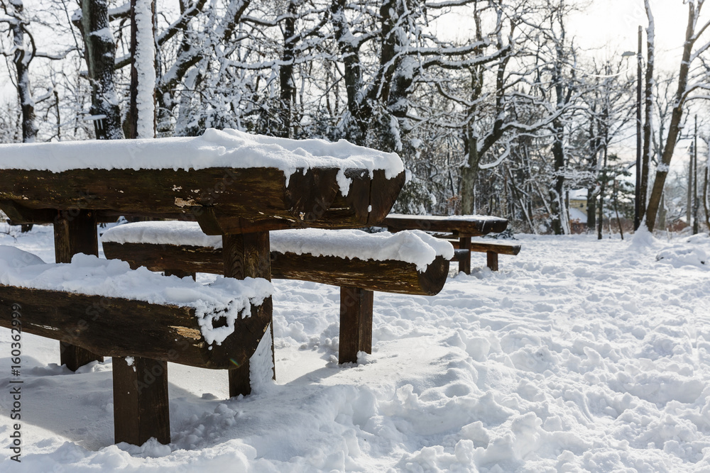 Picnic place in wintertime