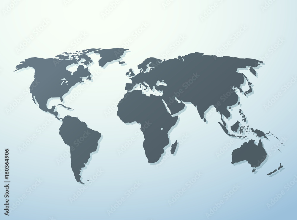 World map isolated on white blue gradient background. Worldmap Vector template for website, design, cover, annual reports, infographics. Flat Earth Graph World map illustration.