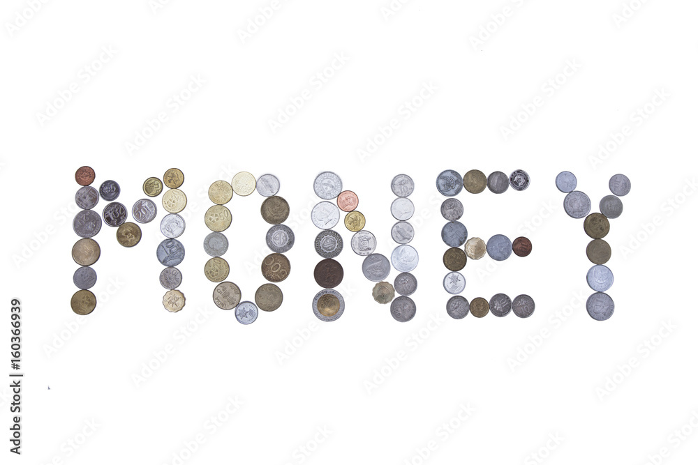 Money word created with coins. Money word created with coins.