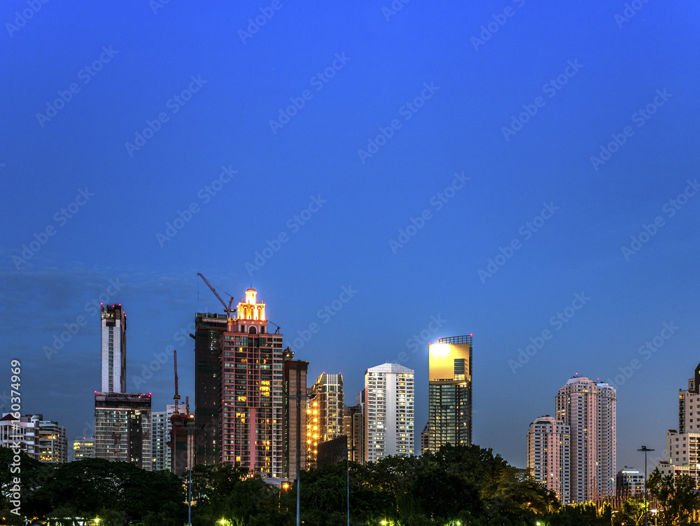 Twilight cityscape with clear sky